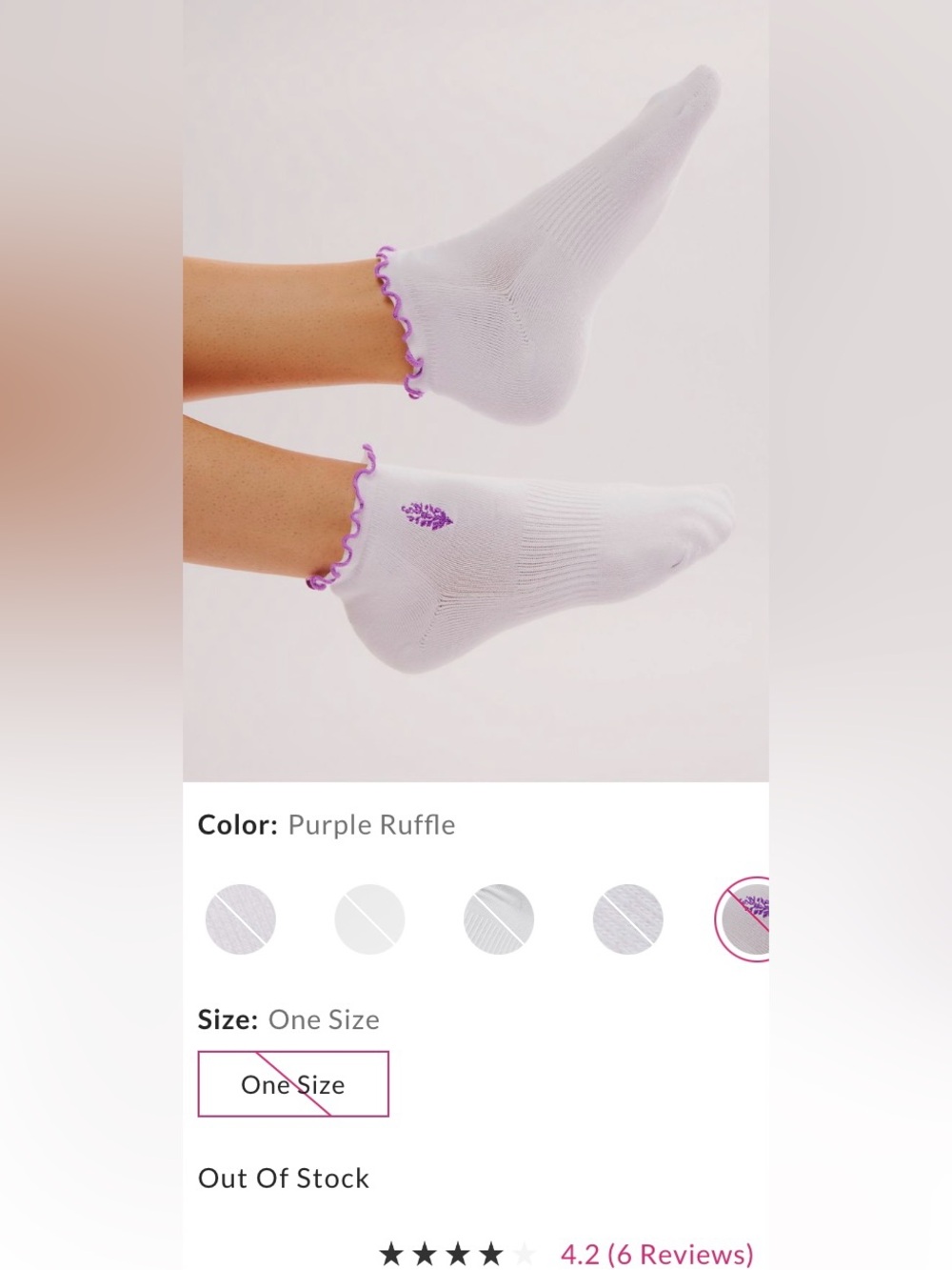 FP Movement by Free People ~ Super Surge Ruffled Socks ~ Purple Ruffle Rim ~ NWT - Picture 5 of 6